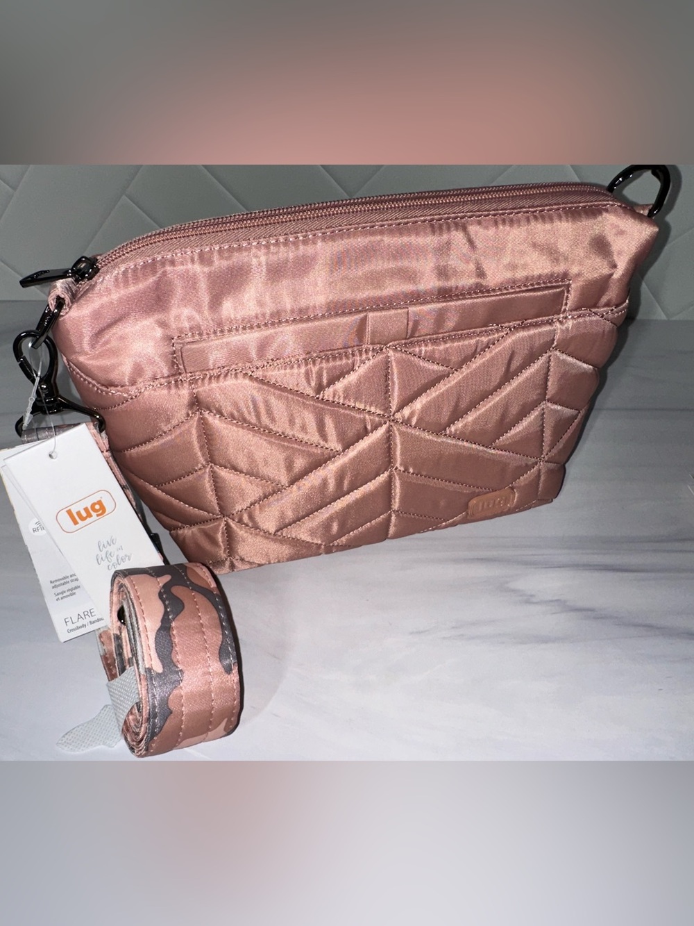 Lug Flare crossbody Contemporary Blush Pink Camo NEW